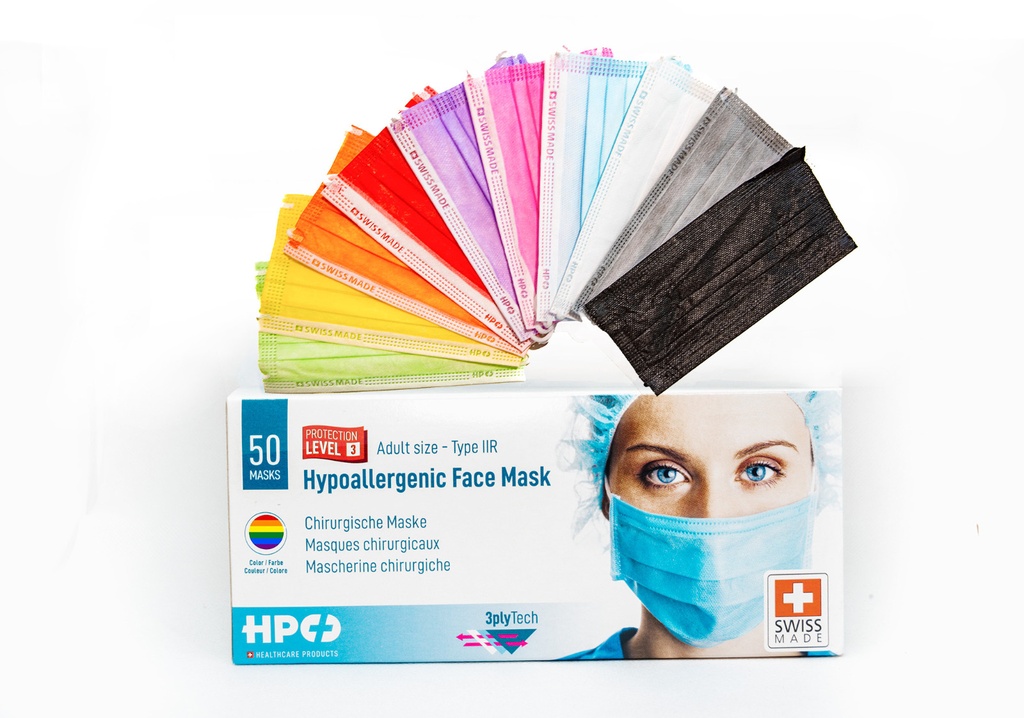 Mascherine chirurgiche, Tipo IIR, Swiss Made, conf.50, Colore Rainbow