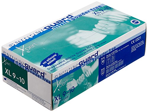 Guanti in nitrile, Senza Polvere, conf.100 pz, colore blu, taglia XL