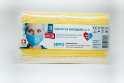[1001010] Mascherine Chirurgiche Tipo IIR, Swiss Made, conf. 10x, in busta tascabile, colore Giallo