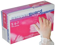 [3005] SemperGuard, Guanti in Vinile, senza polvere, conf.100, colore trasparente, taglia S